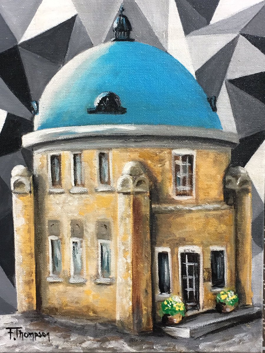 TheFThompsonArt's tweet photo. The piece I painted of the Blue Dome on the side walk of DillyDiner, was one of the pieces chosen to be at the Picture This exhibit at the Hive through November. 
#pleinair #hive #art #dillydiner https://t.co/BftaN6s8Mw