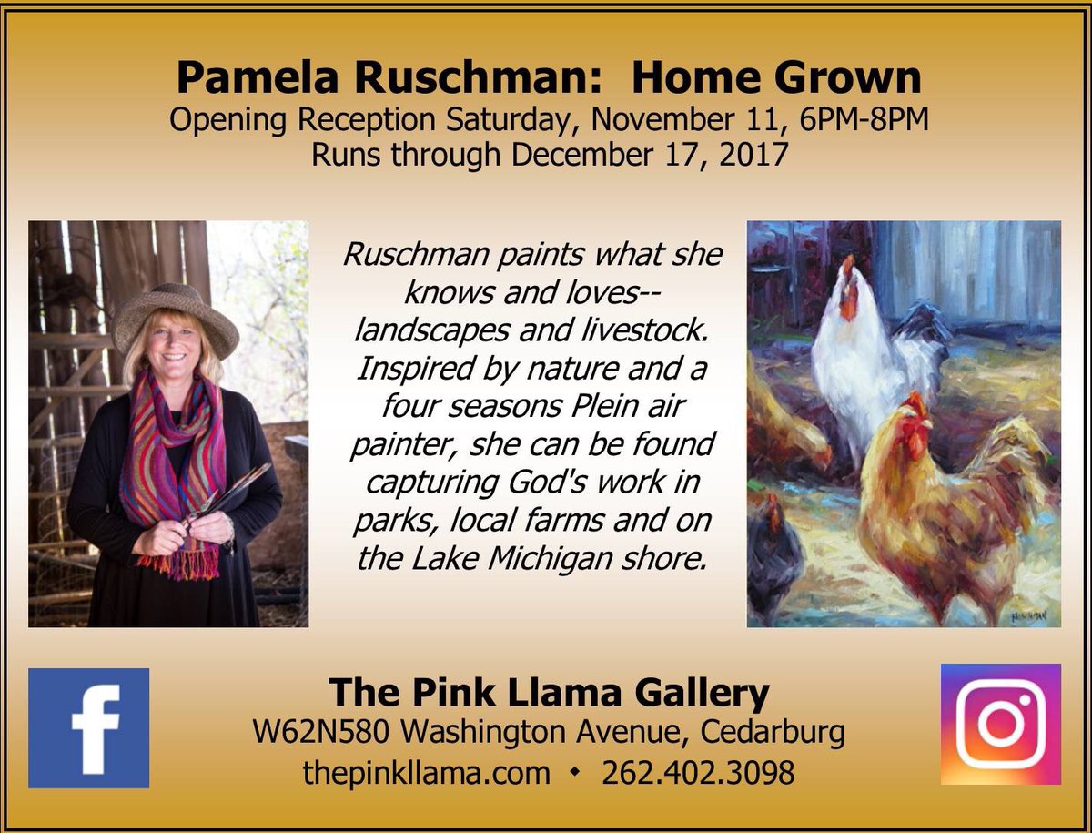 PinkLlamaBurg's tweet photo. #pleinair painter extraordinaire! Show opens THIS Saturday #atthellama. #shopsmall #shoplocal #cedarburgart https://t.co/0Ij3ZQTq2A