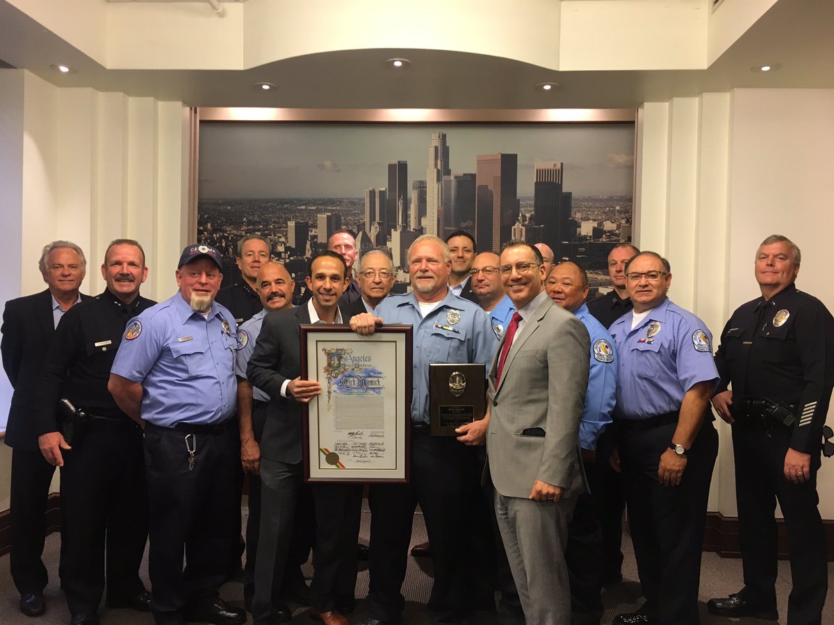 LAPDSherman's tweet photo. Proud to honor Rick Nemick and #CEMP. Thank you RICK! #38yearsofservice #CD12 https://t.co/YtL4Shie3K