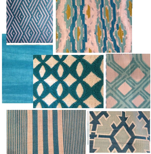 Eclectic fabric scheme for swimming pool room #mixitup #theblues #interiordesign #interiorconsultancy #cheshire #jojobradleyinteriors