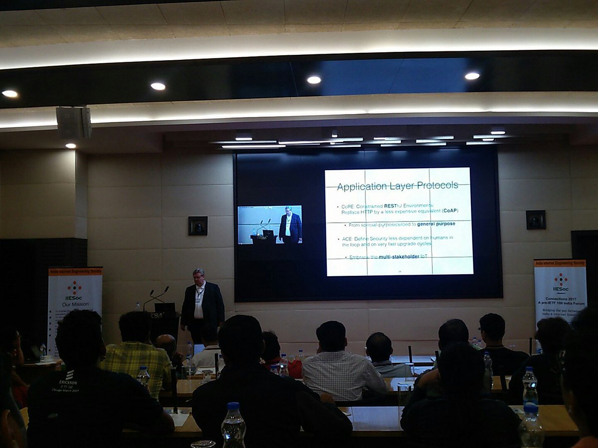 Adarsh_BU's tweet photo. Nice talk by Carsten at #IIESOC pre-IETF #connectivity2017 #ietf #ietf100 https://t.co/F6pZKwXP7B