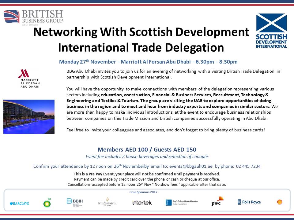 BCCAUH's tweet photo. Don't forget to register for Networking Event with visiting #UK companies on a #TradeMission to Abu Dhabi @ScotDevInt #UKinUAE #BusinessOpps https://t.co/7uconotMlb