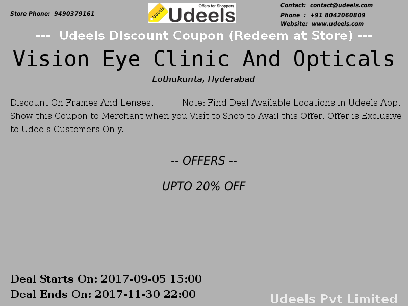 UdeelsHyderabad's tweet photo. UPTO 20% OFF | Discount on frames and lenses | #VisionEyeClinicAndOpticals | #Health | #Lothukunta | #Hyderabad
https://t.co/TbFjJB7b70 https://t.co/DAdDYQINil