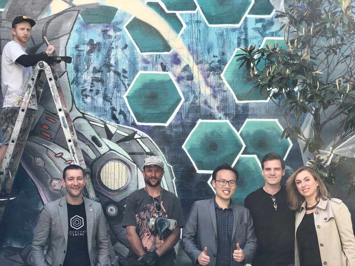 BlockchainCTR's tweet photo. @JamieSkella @Clara_Durodie visit the new @BlockchainCTR space & the great #makatron #Streetart at work #technology #innovation #community https://t.co/w5k1Hhygxy