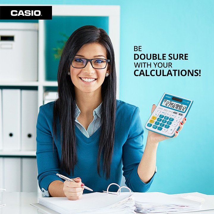 CasioIndia's tweet photo. Be double sure about your calculations now with the stylish and colourful Casio MJ-12vCb! #BeCasioCool https://t.co/5vH2PfX6OO