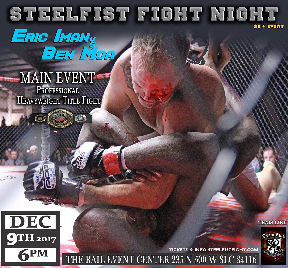 SteelFistFights's tweet photo. SteelFist Fight Night returns to "The Rail" for an epic 21+ event Main &amp; Co-Main Title Fights ! 12/9/17 @BenMoa4 #mma #utah #SaltLakeCity #fights https://t.co/SRZoUJJDR9