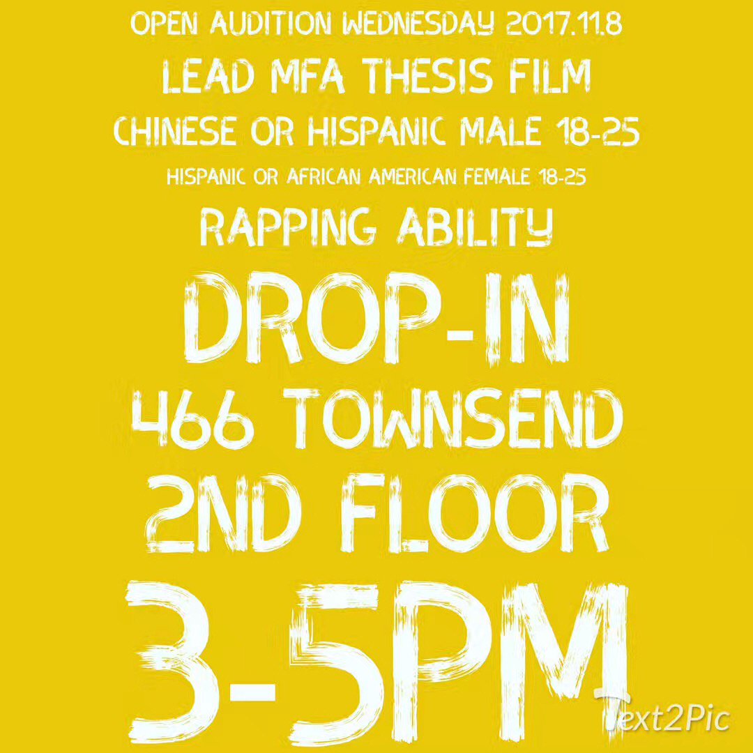 FishouttawaterF's tweet photo. This Wednesday afternoon, 3-5PM, at 466 Townsend Street 2nd Floor, San Francisco. We will have a dope audition. Come and join us!! https://t.co/ryW6uIkEwC