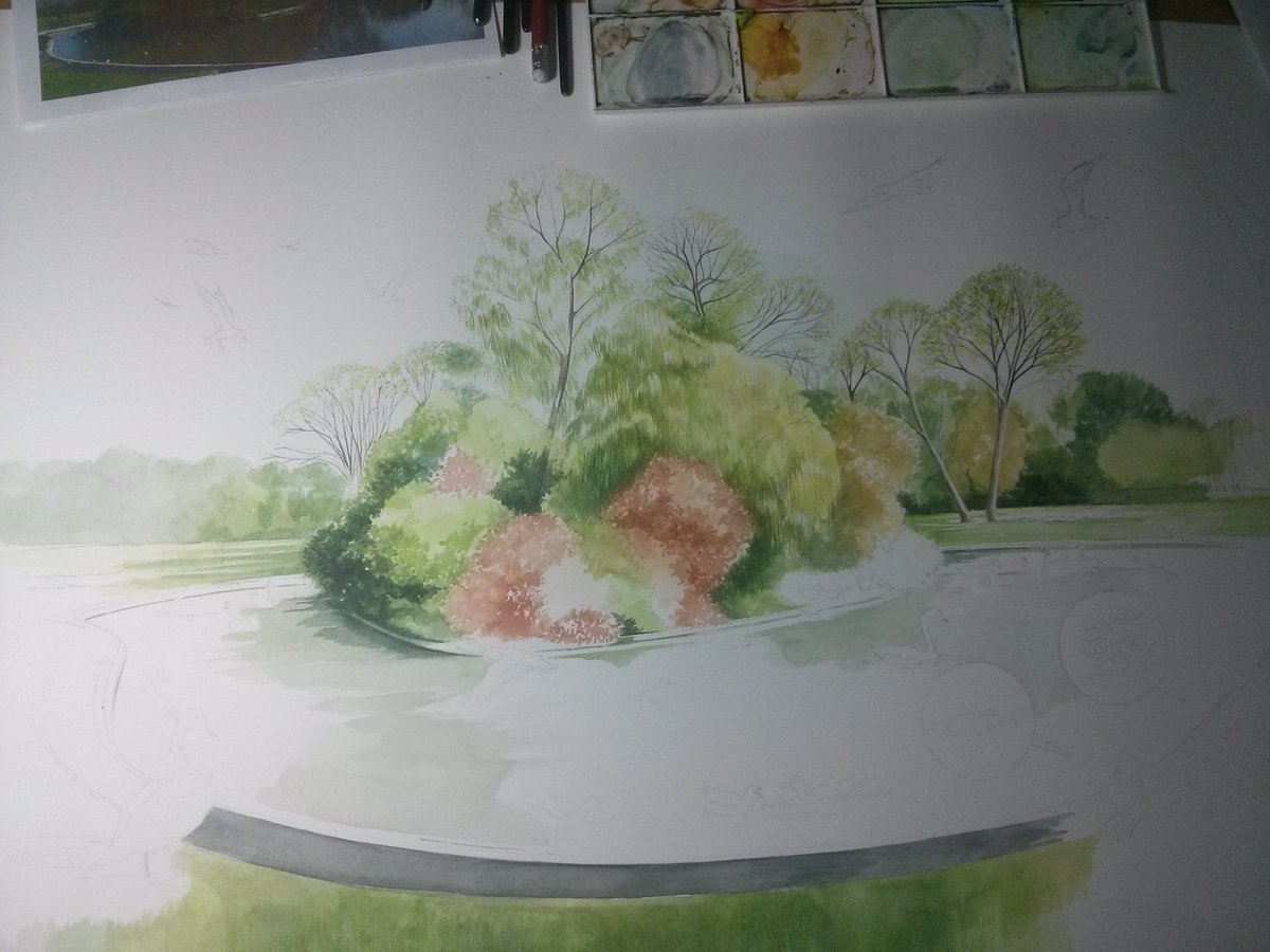 foartist's tweet photo. Progressing with the interpretation board for Cutteslow Park  @oxfordcitycouncil  #interpretationboard #illustration  #watercolour #oxfordshire  #interpretationsignage #watercolour #wildlife #naturalhistoryillustration  #cutteslowepark #watercolor #fionaosbaldstoneillustrator https://t.co/tfAQIsstFU