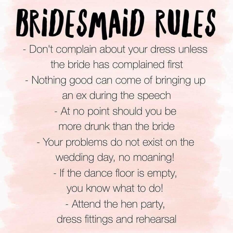 FifeLodge's tweet photo. Wedding Wednesday #bridesmaid #rules #wedding #weddingplanning https://t.co/gqje4t2NPR