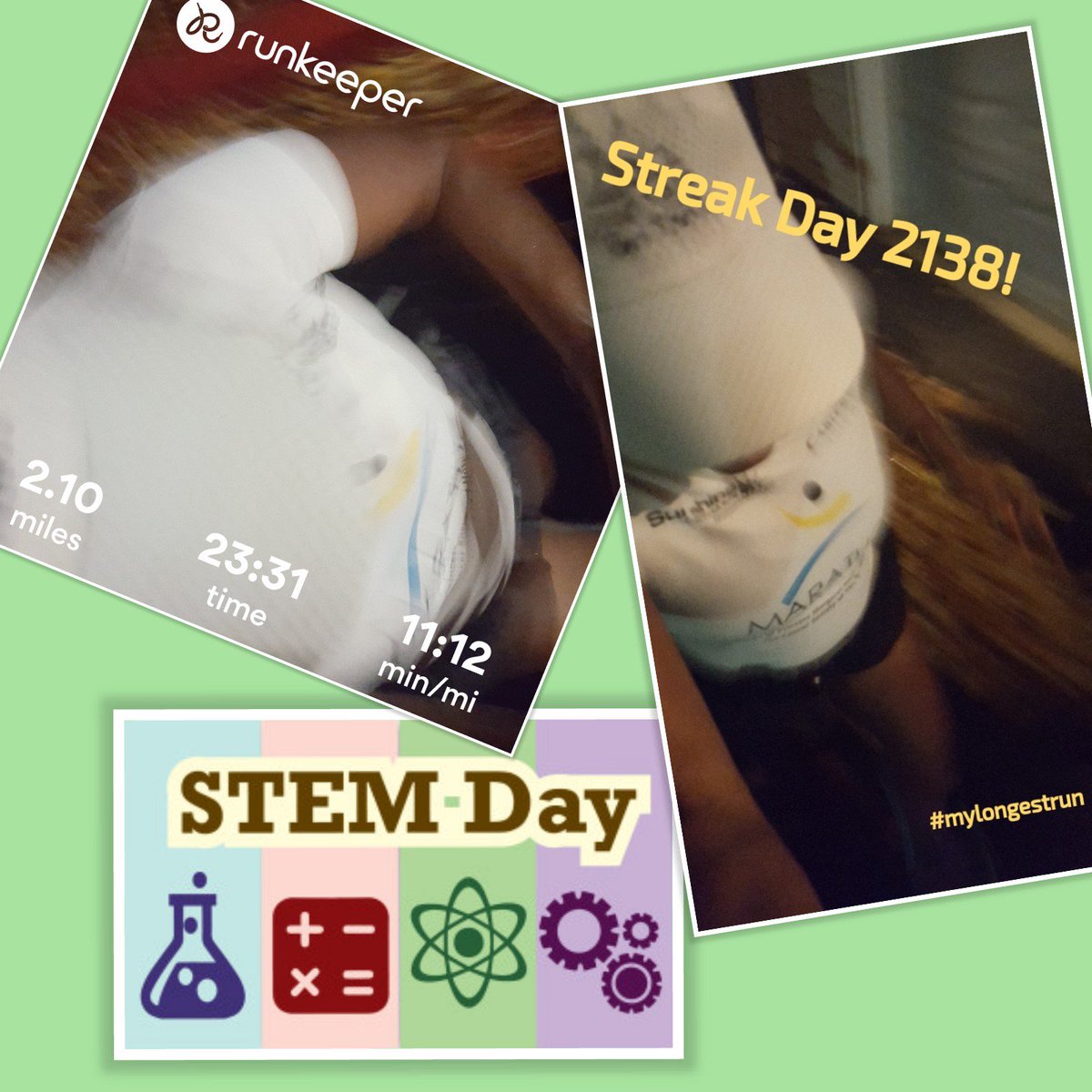 DrMarilynPhD's tweet photo. #streakday 2138
Today, I'm #proud to be a #STEM #guru #NationalSTEMDay #nationalSTEAMday #runtheyear2017 #YTD 2525.6 miles #mylongestrun
#holidaystreaker #seniorcitizen #onemoremile #solorunner #runhappy #pureflow5 #oldschool #brooksrunning #runkeeper #runtheedge #philipians413❤ https://t.co/FMxad3FLsW