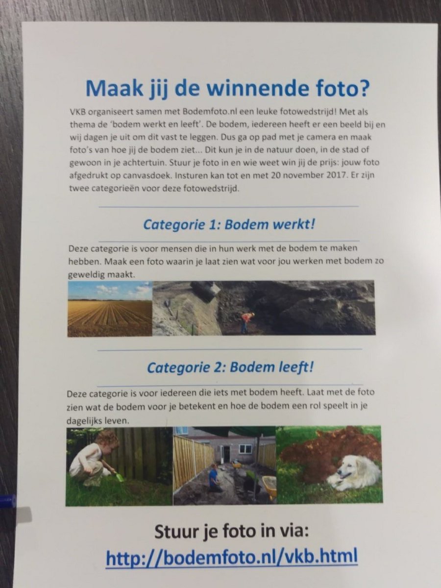 We vragen vandaag op #bodembreed2017 aandacht voor de fotowedstrijd van VKB  op bodemfoto.nl  Maak jij de winnende foto?