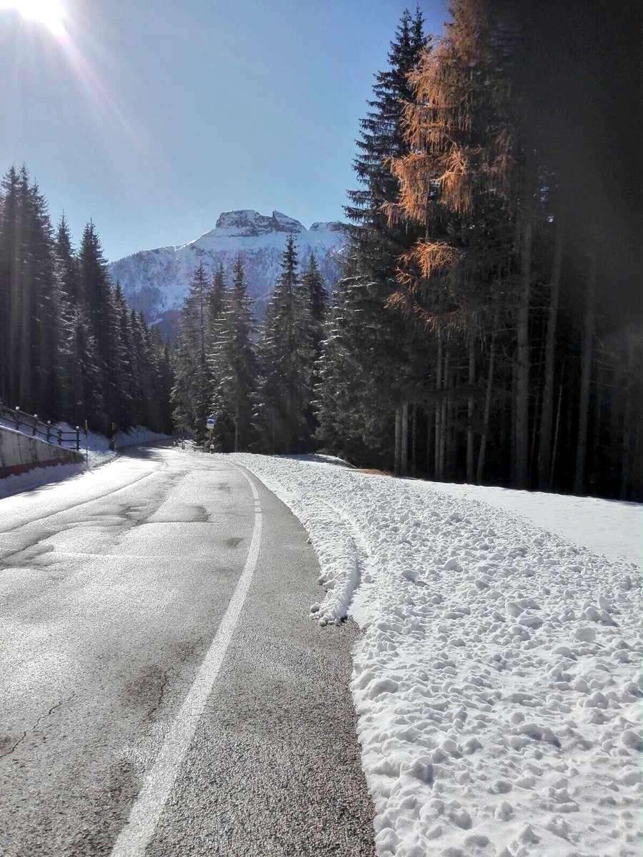 dolomiti_it's tweet photo. Buongiorno da Canazei ❄️ Non è meraviglioso percorrere queste strade in una giornata così? 😊 https://t.co/73WgExGh6v