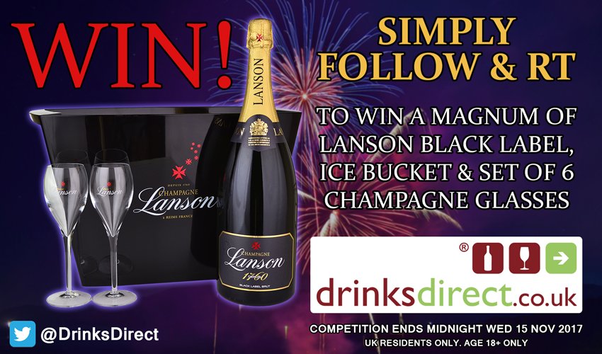 DrinksDirect's tweet photo. A Magnum bottle is special for more reasons than just its size; it even creates a better Champagne! And you could #win a Magnum of Lanson Black Label along with a Lanson Ice Bucket and a set of Champagne Flutes in our #competition. Simply FOLLOW &amp; RT to enter #WinItWednesday https://t.co/ZlJr4HeivK