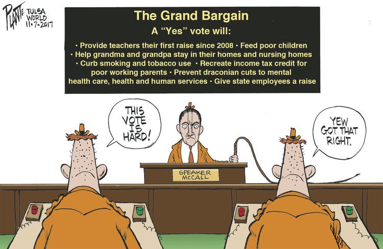 OSSBAoklahoma's tweet photo. Today's @tulsaworld editorial cartoon by @planteink #oklaed #okleg https://t.co/B4PViZDFMS