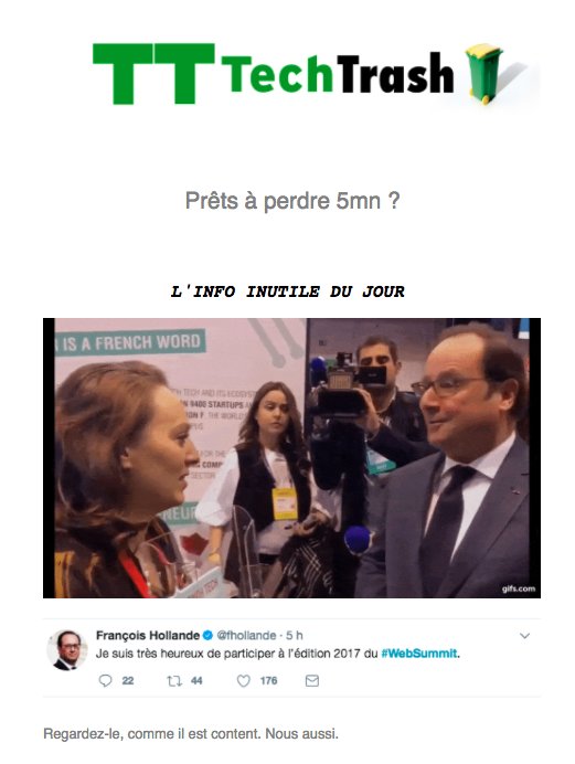 msollier's tweet image. #TechTrash La newsletter inutile, c'est mieux techtrash.fr