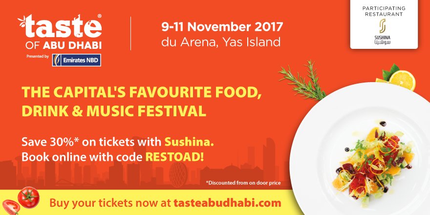 sushina_me's tweet photo. Sushina will be part of Taste of Abu Dhabi! We’ll be launching limited edition menu items there so be sure to visit us. @tasteofabudhabi https://t.co/NxL4xmhyGN