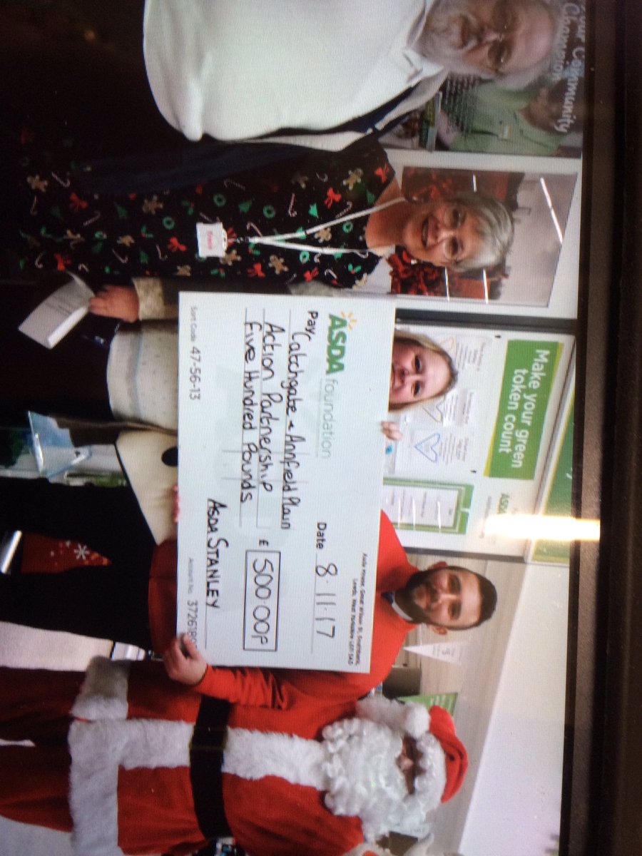 asdastanley's tweet photo. Winners of CBY picking cheque up with surprise visitor #asda community #catchgateannfieldplainpartnership https://t.co/BQap8kUoK9