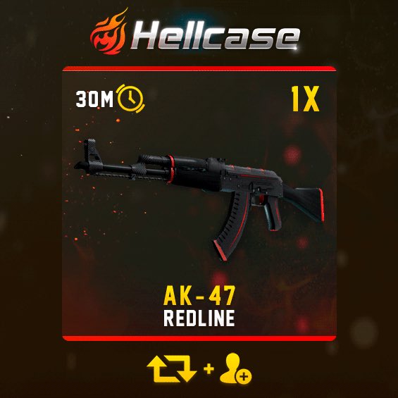 hellcase's tweet photo. 🔥AK-47 | Redline #Giveaway:  
 ▪️RT &amp; Follow &amp; Trade URL
 ▪️CLICK: https://t.co/7O7yIFlC16 
 🏆Winner in 30m! 
 #hellcase https://t.co/qvXvuaNnIe