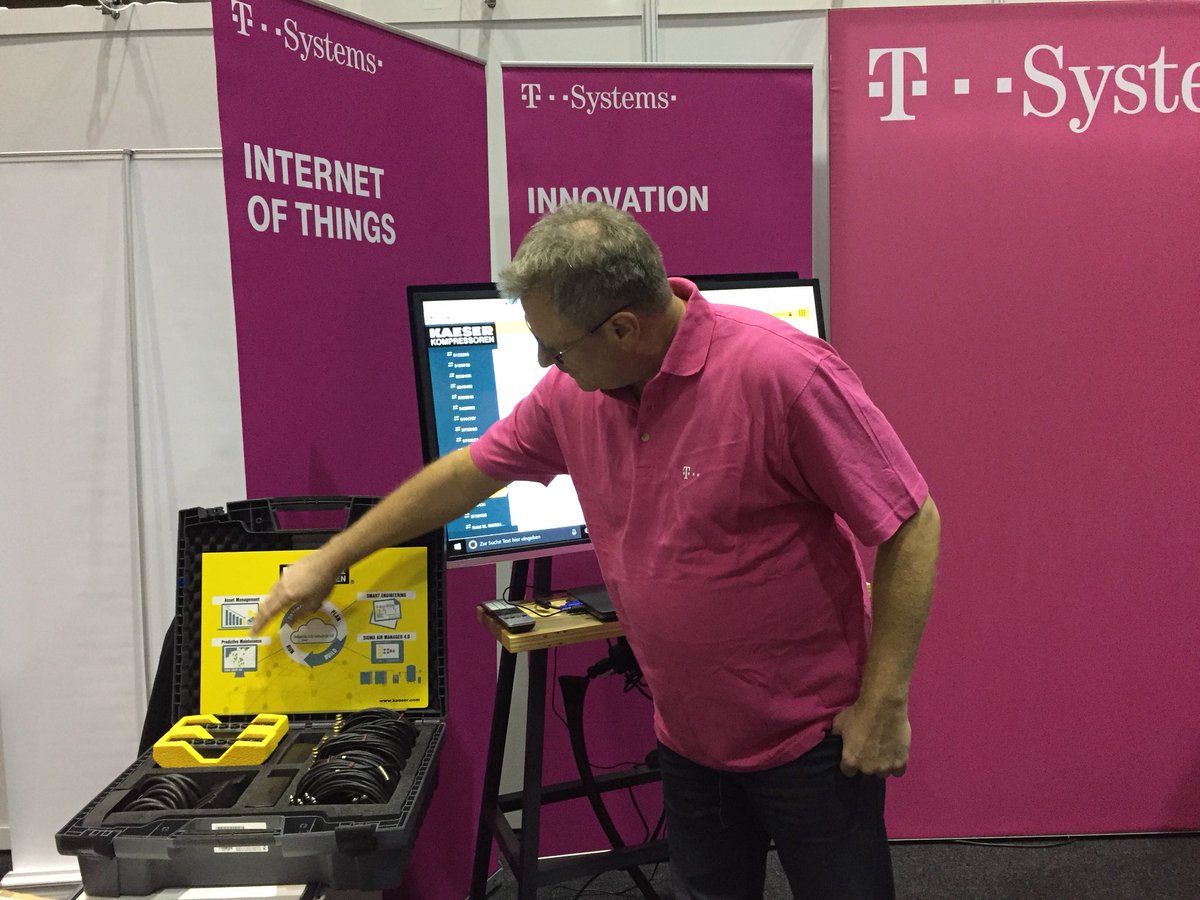 HerbieConnected's tweet photo. #IoT - Smart maintenance case of Kaeser shown by @FrankBernhard @tsystemsde Booth at the Aviation Forum #AF17HH https://t.co/gi35pwHbhL