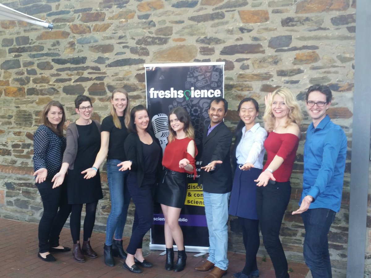scienceinpublic's tweet photo. Introducing the 2017 SA #Freshies. #FreshSci is about to hit the stage in #Adelaide @TheLionHotelSA https://t.co/gkAH6gIAY8