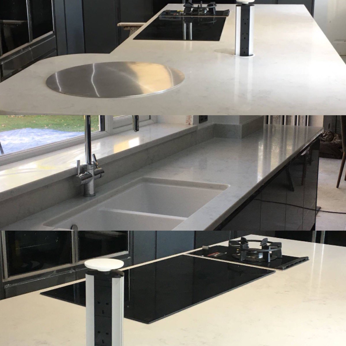 Angelo white - double hob cut out, pop up socket, drainer grooves, undermounted sink &amp; teppanyaki grill plate! = Another very happy client