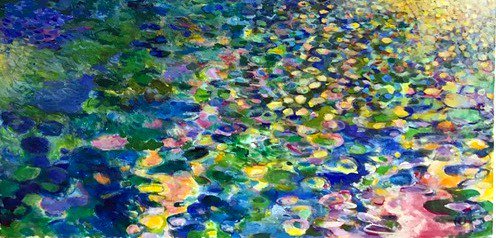 DrillhallStudio's tweet photo. 'Watersun' from Peter Dawson's new exhibition 'Water, Light &amp; Colour' on now. Acrylic on canvas $800 #thedrillhallstudio https://t.co/UJ8qUJkXAA