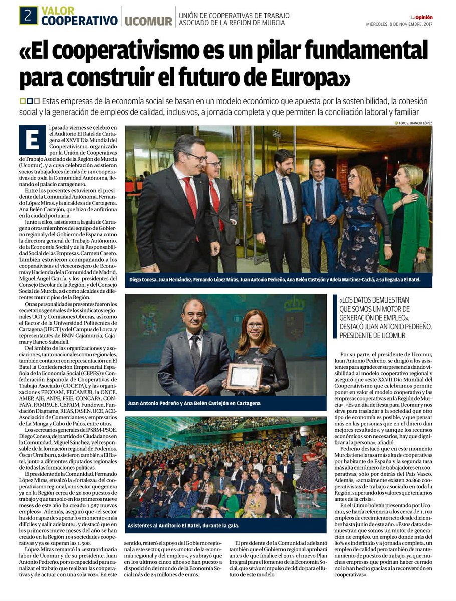 ucomur's tweet photo. Ya está disponible la crónica del #DMC17 en el suplemento #ValorCooperativo de @diariolaopinion de #Murcia. https://t.co/H9SX1OZlYt