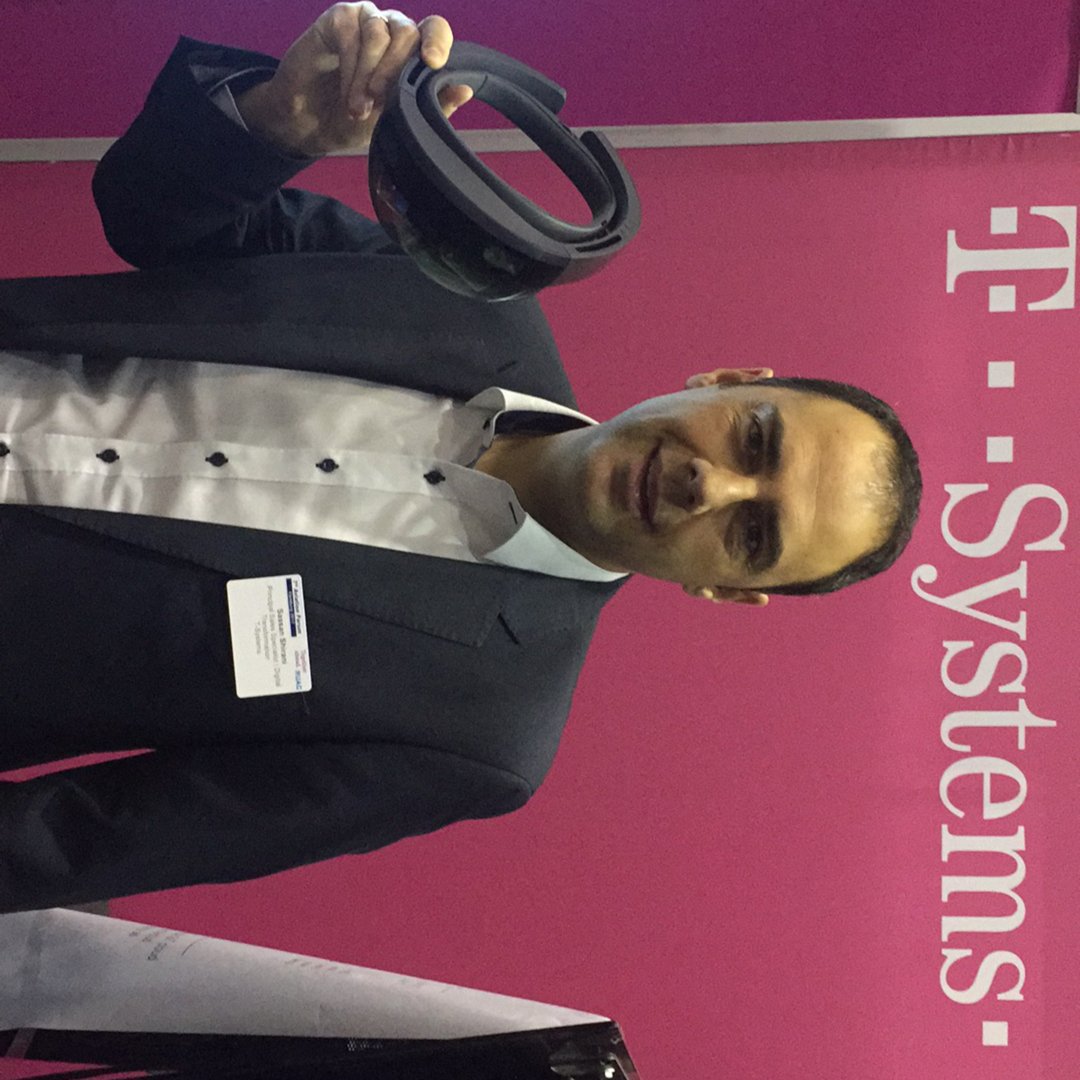 HerbieConnected's tweet photo. #augmentedreality presented by @SassanShirani @tsystems Booth with #hololense for collaborative Engineering and Maintenance #af17hh https://t.co/QPgdjClcve