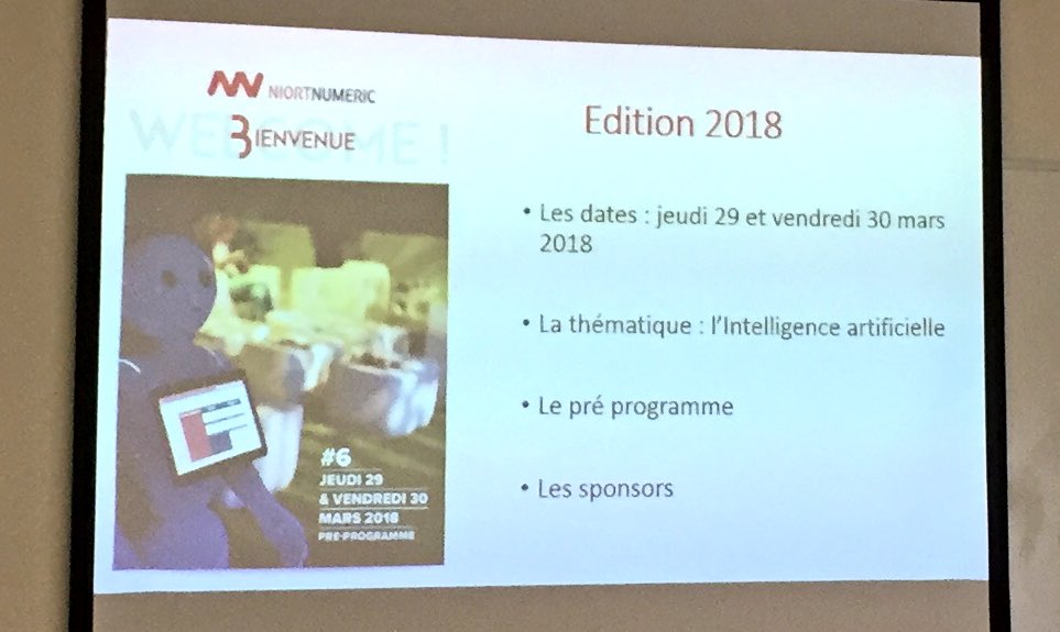 niort_tech's tweet photo. L’édition 2018 de Niort Numeric aura pour thème l’intelligence artificielle. https://t.co/PM7gisINzS