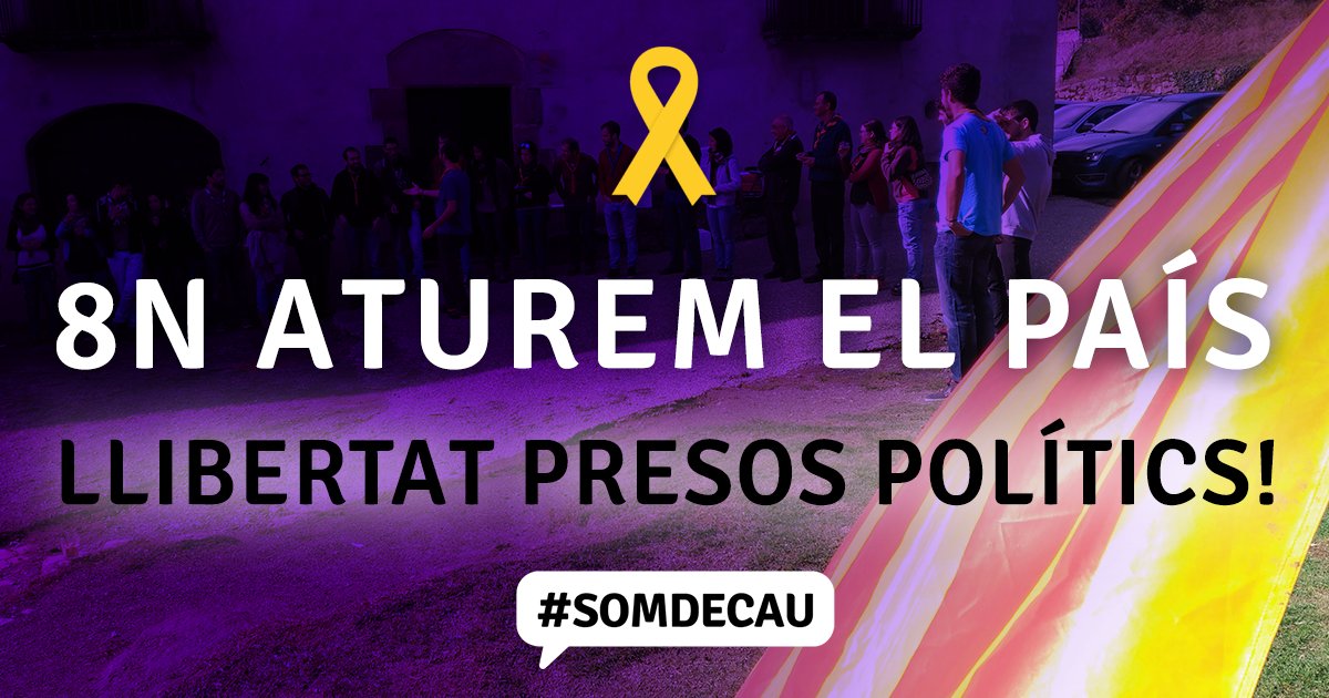 #VagaGeneral8N Aturem el país per defensar la democràcia, donar suport a les nostres institucions i exigir la #LlibertatPresosPolítics <a href="/fceg_cat/">Federació Catalana d’Escoltisme i Guiatge</a>