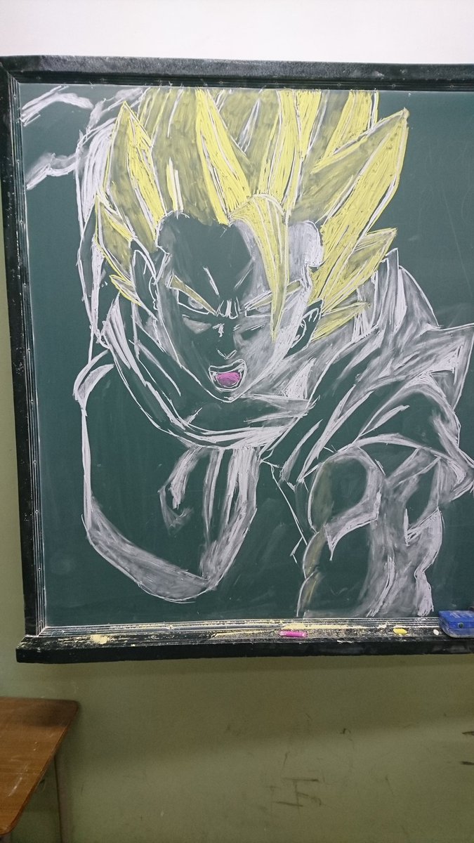 Twitterissa 学校で描いてみました 悟空 黒板絵 絵描きさんと繋がりたい
