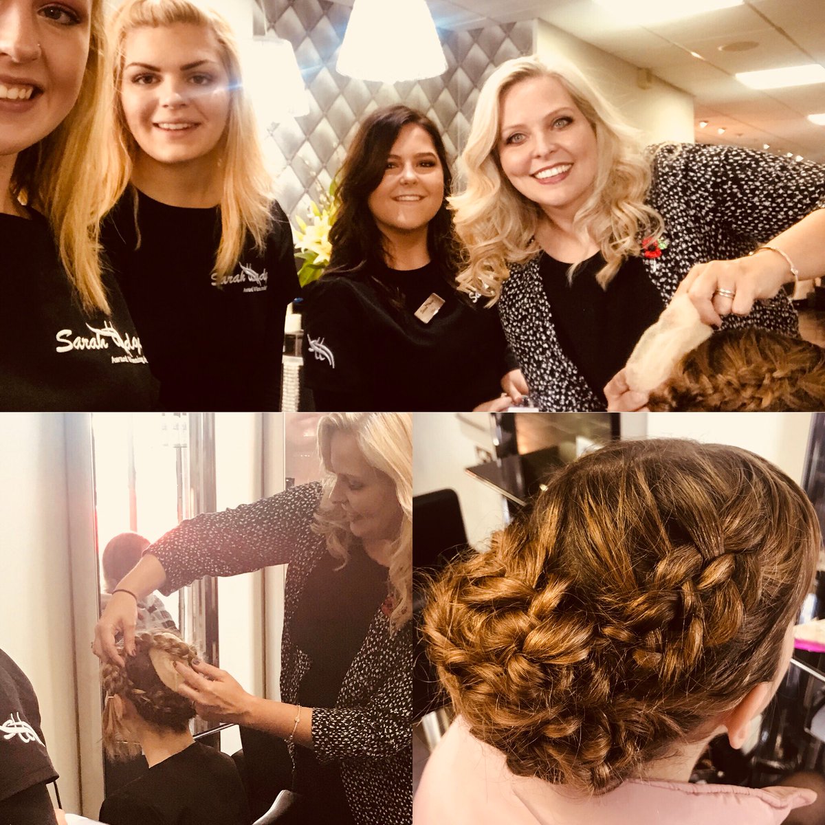 karlywhittaker's tweet photo. #scrun school @sarahhodgehair getting party looks ready for #xmas #hairup #scrun #braids #practice #musthave #try #new https://t.co/OKMYmgS9xV