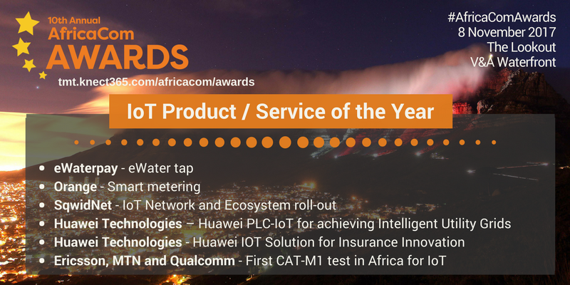 Connects_Africa's tweet photo. Congratulations to #AfricaComAwards nominees #eWaterpay, @orange, @SqwidNet, @Huawei, @EricssonMEA, @MTNGroup  &amp; @Qualcomm! https://t.co/aPpLqHS3fx