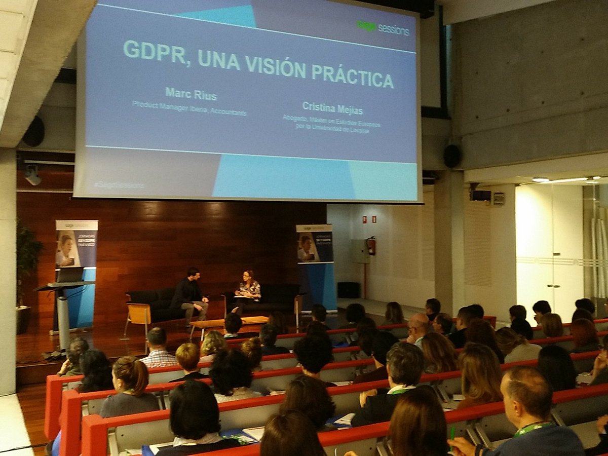 ronald_lozano_m's tweet photo. #sagesessions Donostia Cristina Mejías @marcriusparera #GDPR como oportunidad para mejorar como empresa https://t.co/iOb6wdbbCm