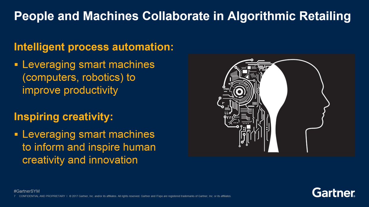 Bob_Hetu's tweet photo. Retailers need to approach #algorithmicretailing to automate and inspire human creativity #gartnersym https://t.co/ezkIKuh7Th