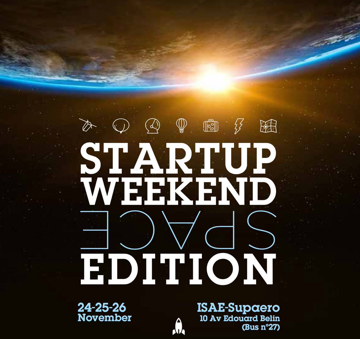 SWToulouse's tweet photo. C'est parti pour un nouveau Startup Weekend à Toulouse avec une nouvelle équipe et une nouvelle thématique "space edition" .
C'est les 24, 25 et 26 novembre. Inscrivez-vous : https://t.co/OwQUsolupR #startupwespace #swto
Suiviez les sur Facebook : https://t.co/V5IKJPb1gi https://t.co/tVclQUqWwH