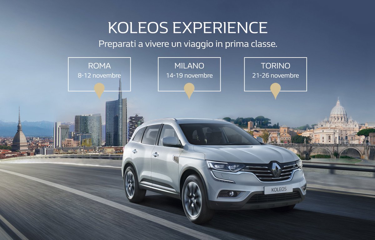 renaultitalia's tweet photo. Renault e @EatalyIT ti offrono un esclusivo test drive in prima classe. Prova la #KoleosExperience 👉 https://t.co/9scRDzjg3u https://t.co/trJclcI5wx