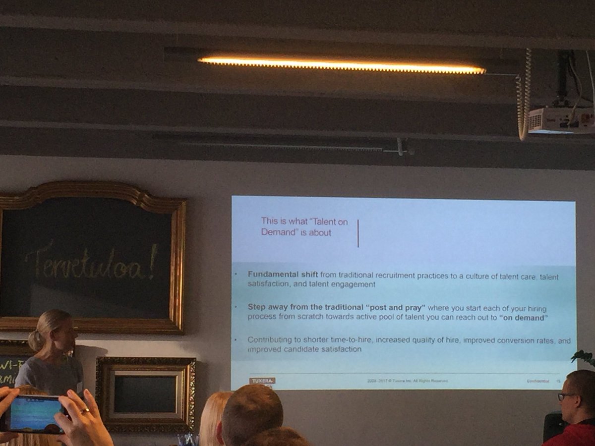 johannakurki's tweet photo. Fundamental shift from traditional recruitment to culture of talent care. Excellent work Tuxera and @SatuMuilu. #talentadore #modernirekry https://t.co/3AQ7AvutuF