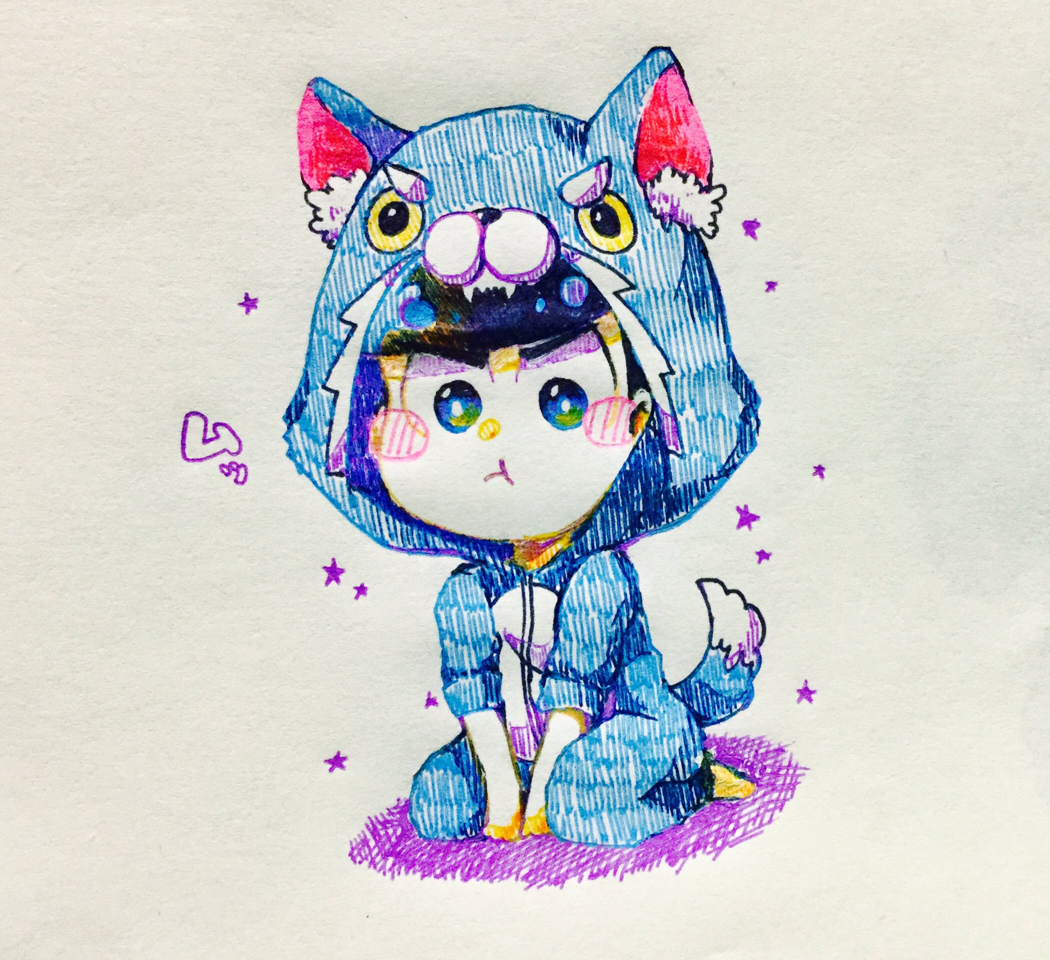 白テン パジャマカラピ イラスト おそ松さん アナログ カラ松 パジャ松 白テン パジャマカラピ イラスト おそ松さん アナログ カラ松 パジャ松