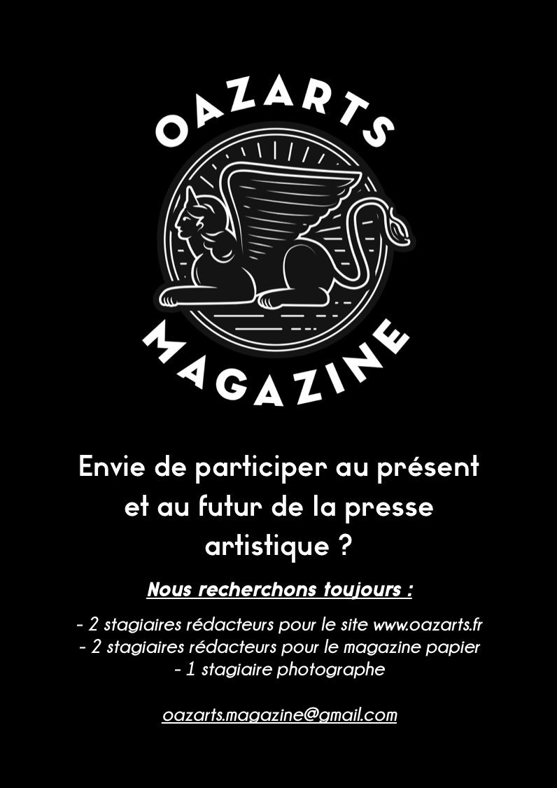 BalthTheobaldB's tweet photo. @oazarts magazine recrute ! #rt appréciés - 2 stagiaires rédacteurs web, 1 photographe ! #stages #recrute #art #artcontemporain #CommunityManager https://t.co/wDZE76rpBF