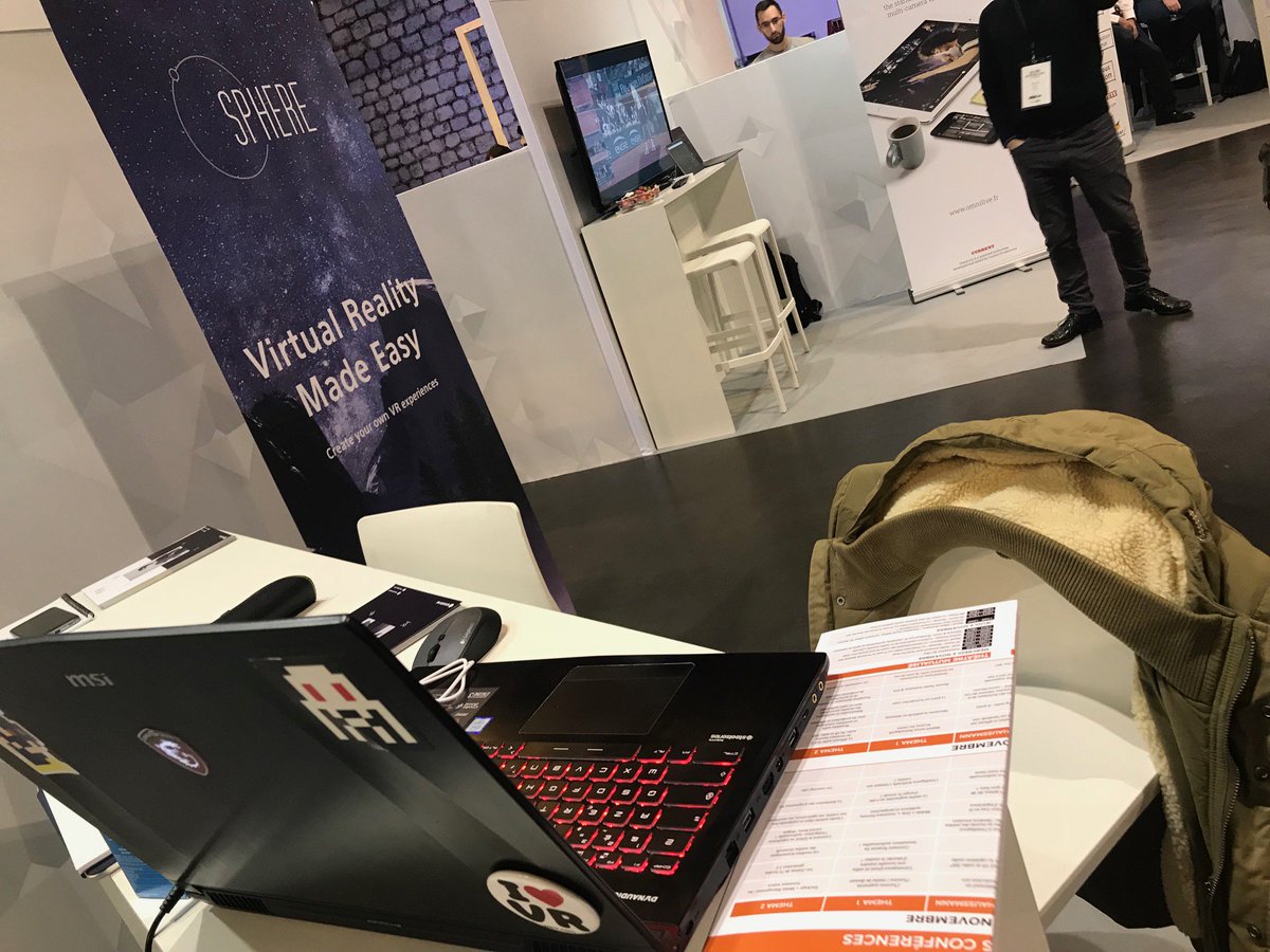 TeamSphereVR's tweet photo. Installation en cours au #SATIS17 ! Venez plonger dans le #WebVR sur notre stand, on vous attend 😎 #Screen4ALL17 https://t.co/tRwbIqkbkF