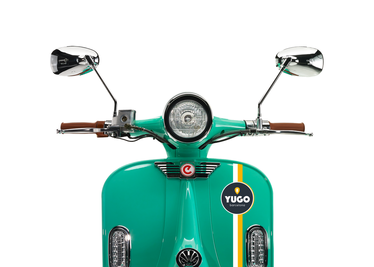 With Yugo you help reducing air and noise pollution in #BCN and have a super cool electric scooter for which you just pay per ride. goodgoal.org/review/yugo/ #sustainability