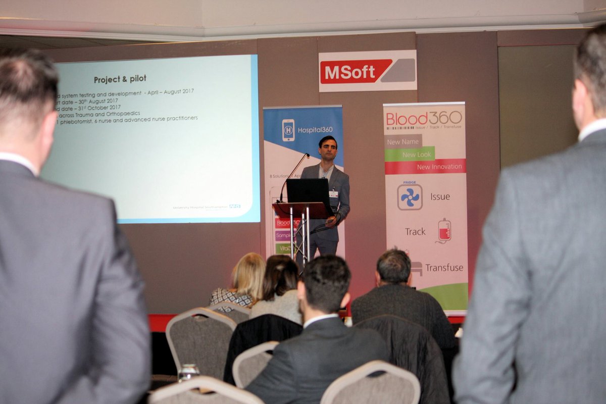 AdeByrne's tweet photo. Alex Kimber of @UHSFT presenting #Sample360 , a great project taking the forms out of requesting and improving workflow @msoftesolutions @UHSGDE https://t.co/yuAyssK6WS