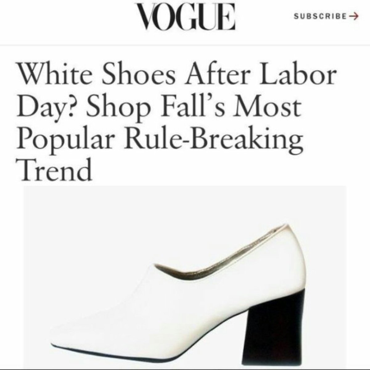 AnotherGarde's tweet photo. Both @glamourmag & @voguemagazine single out the white #leather #pumps by @SuzanneRaeBK which we hand picked for you ladies as rule breaking trend. π
We are rule breakers indeed ππ
π Only a few left our site π #styleovertrend #whiteshoes #woodenheels #stylish #anothergarde https://t.co/E3GR5jnUb0