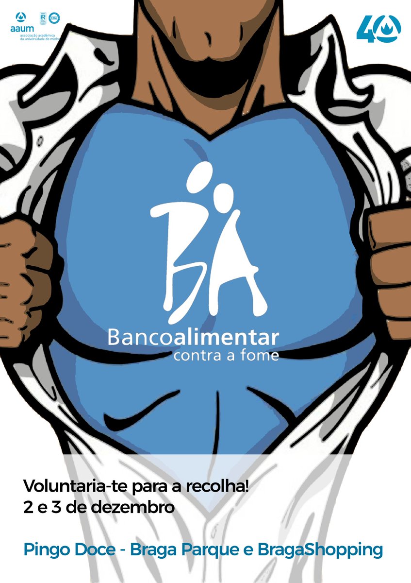 Nos dias 2 e 3 de dezembro, a Associação Académica da Universidade do Minho associa-se ao Banco Alimentar Contra a Fome para mais uma campanha de recolha de alimentos, a decorrer no PingoDoce do BragaParque e do BragaShopping!