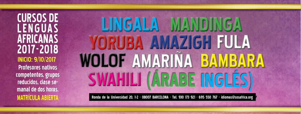 AFWBarcelona's tweet photo. #lenguasafricanas #africa #swahili #mandinga #lingala #wolof #Barcelona https://t.co/OelncjMOUn