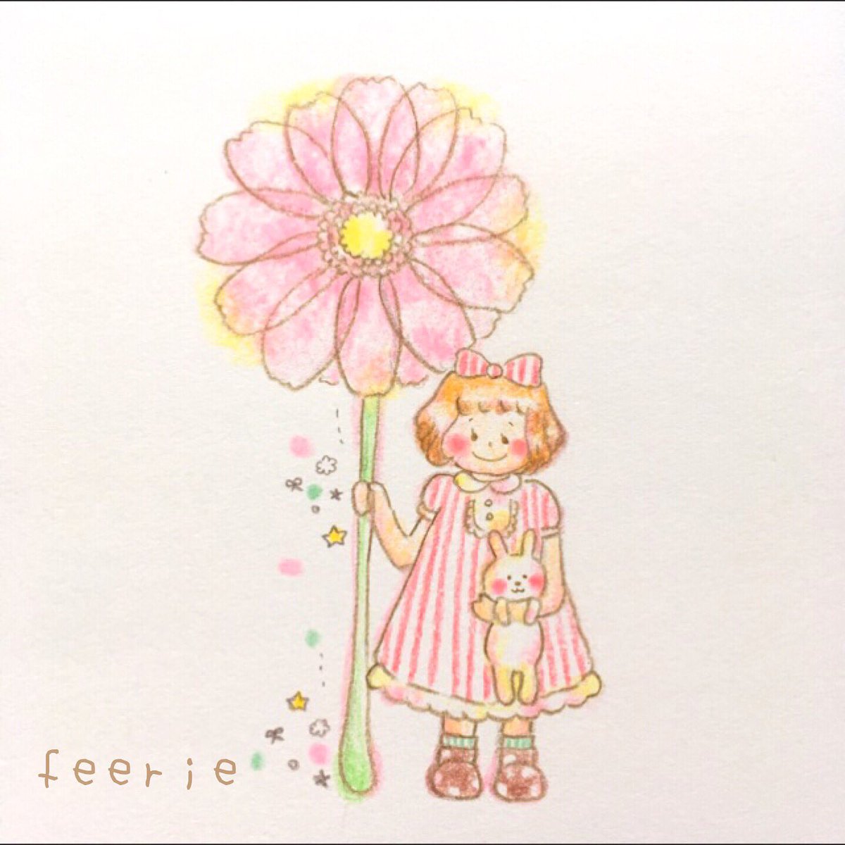 Feerie Sur Twitter 満月の日に かわいいピンク色の ガーベラを買いました 自分のために お花を買うのははじめてで ちょっとドキドキ お部屋で お花が可愛く笑っていると うれしいな イラスト 色鉛筆 イラストレーター Illus Illustrator