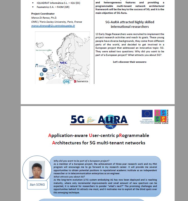 5Ga_ITN's tweet photo. In our second Brochure, the @5Ga_ITN ESRs explained why they wanted to be part of a European project and what attracts them about 5G.   

You can read it on: https://t.co/MZYEAi1I6E https://t.co/vbUsbbouG5