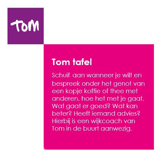 Iedere donderdag tussen 13.30 - 14.30 uur is er de Tom Tafel in Het Spant! Schuif eens aan👍🏼