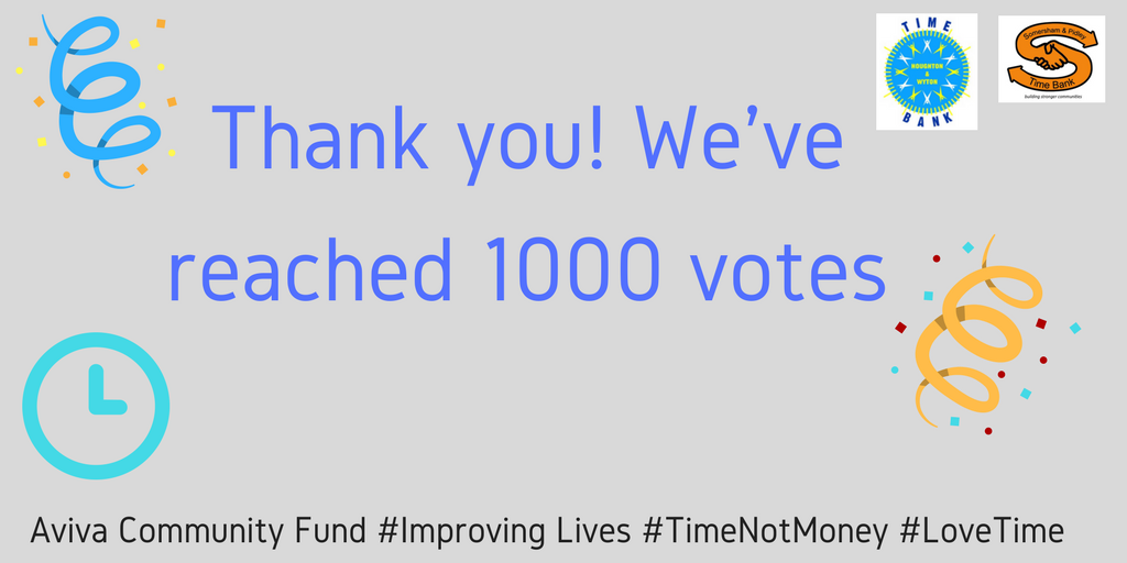 HoughtonTb's tweet photo. Thank you to everyone who has voted, we reached 1,000 votes and are still climbing @HoughtonTb @SomershamTime #TimeNotMoney https://t.co/Lzi31YXYR0